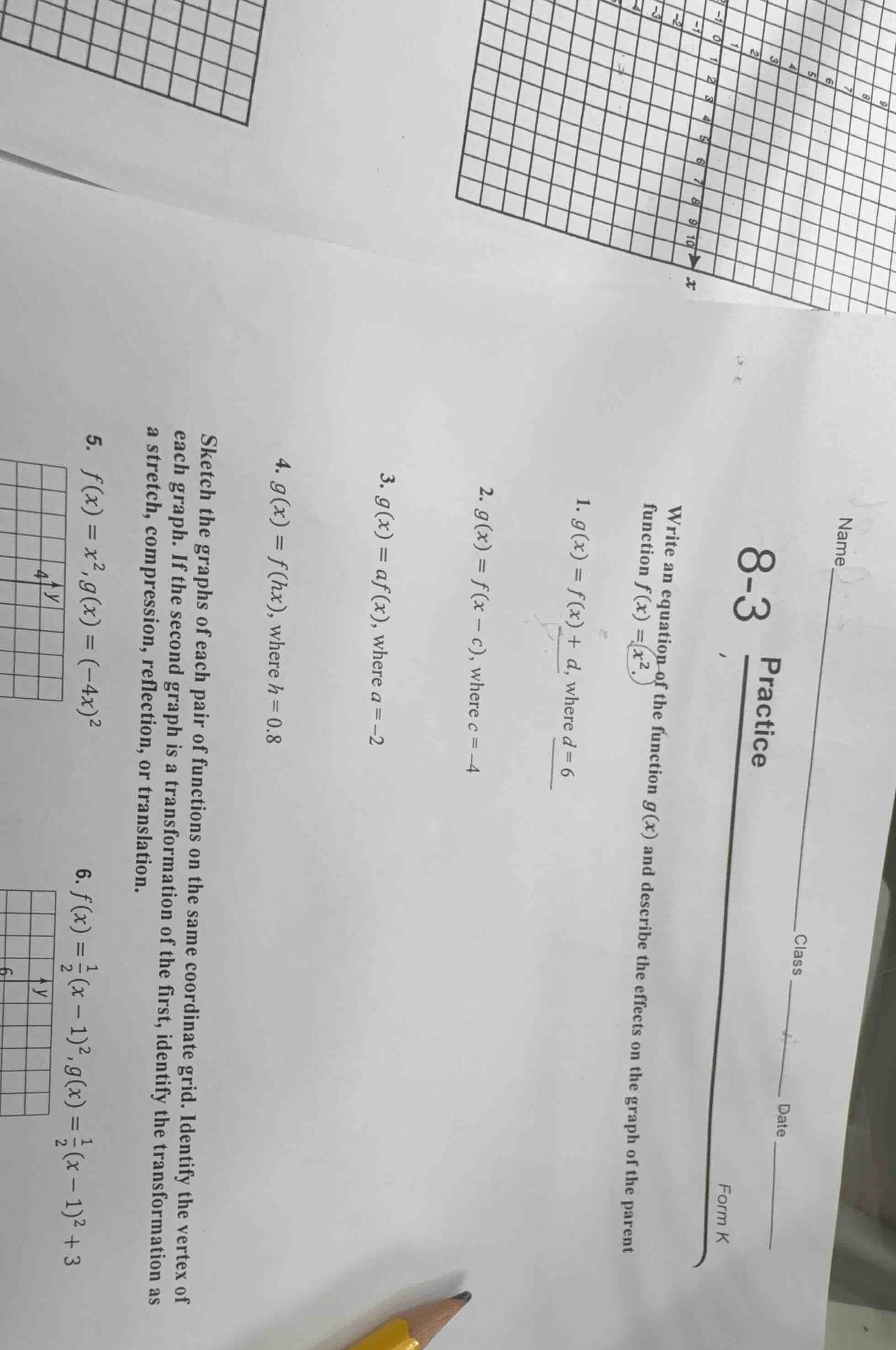 name class date 8-3 practice form k write an equation of the function $…