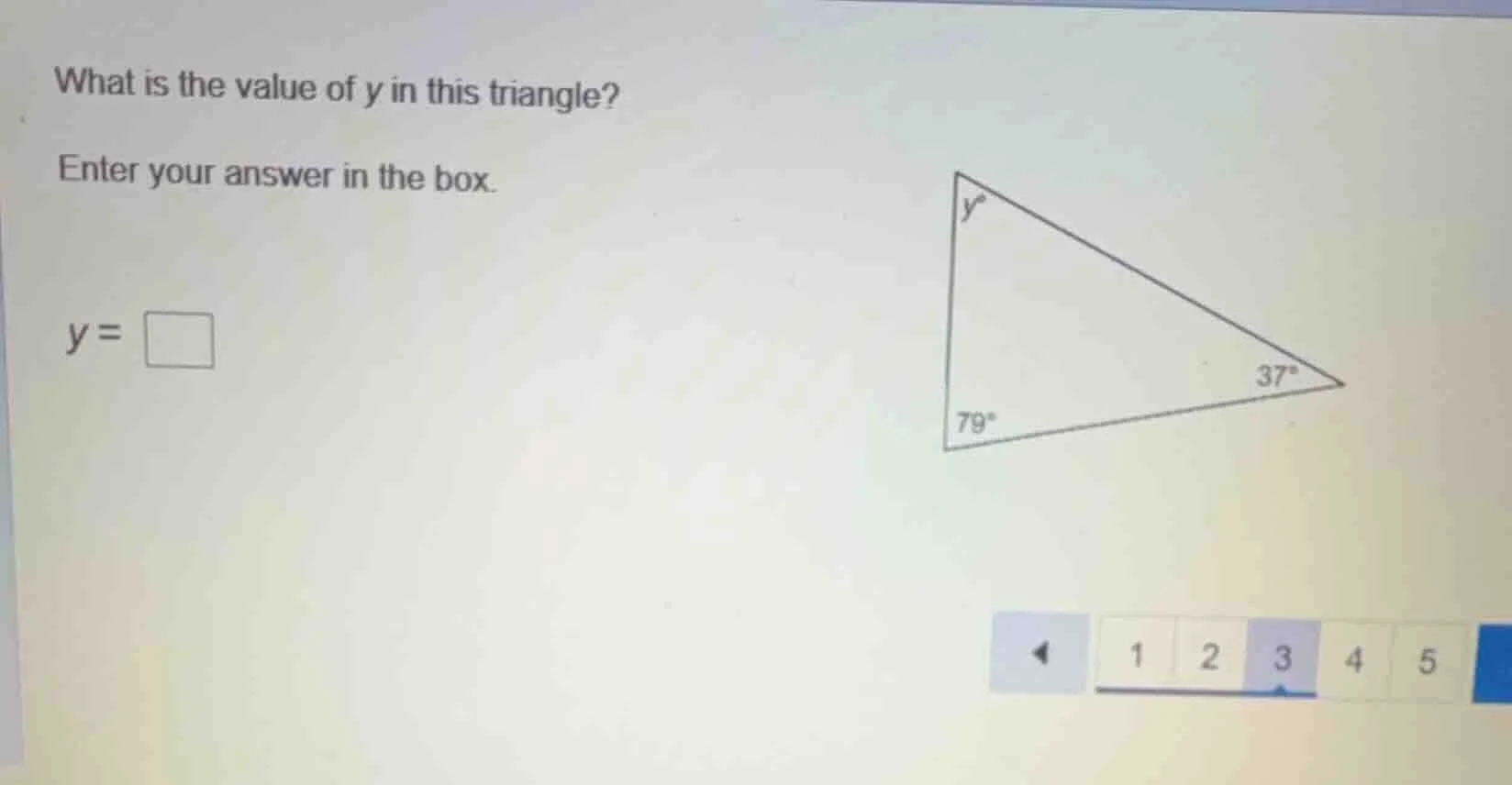 what is the value of y in this triangle? enter your answer in the box. …
