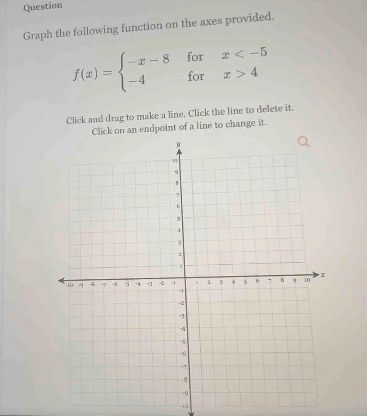 question graph the following function on the axes provided. $f(x)=\\beg…