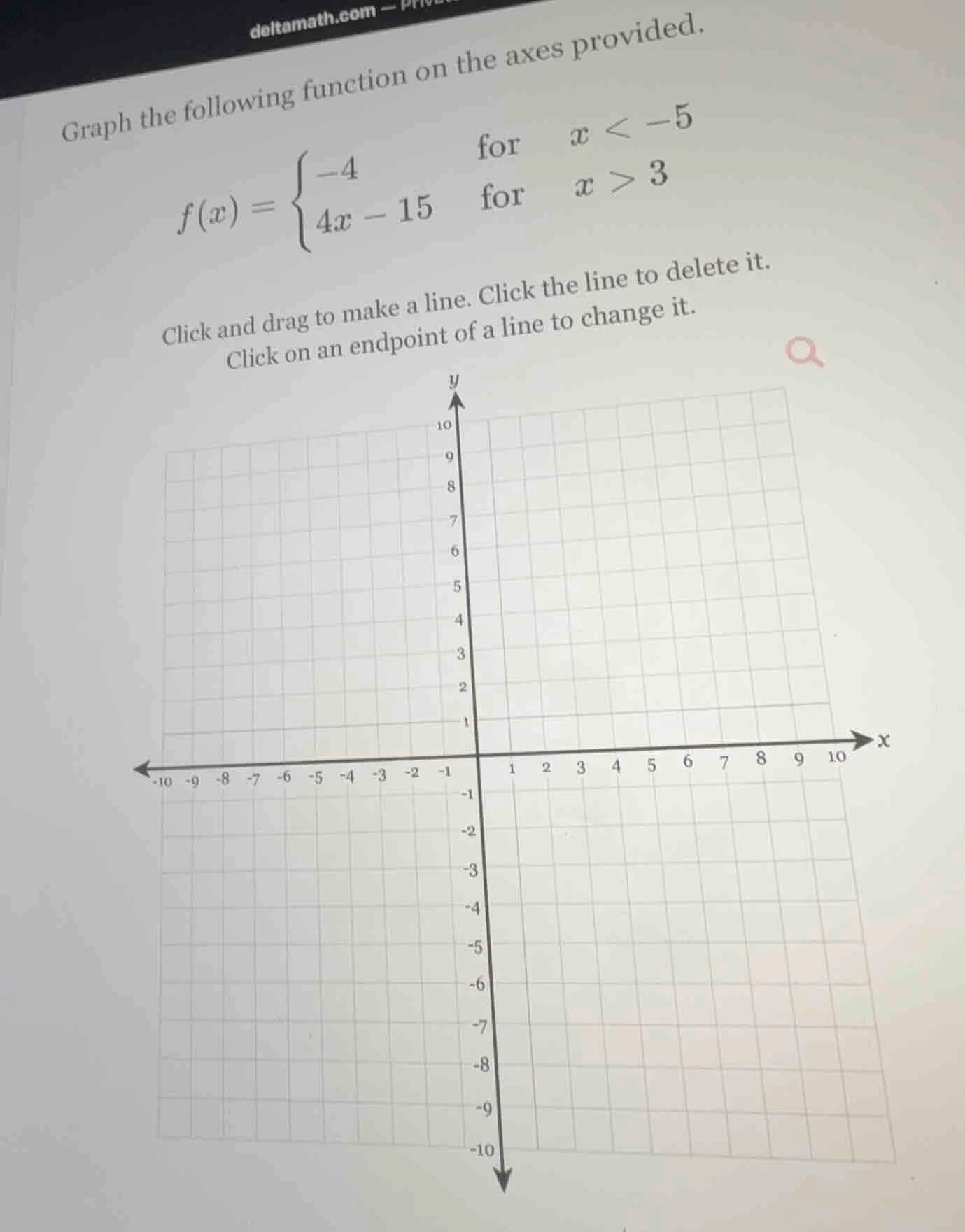 graph the following function on the axes provided. $f(x)=\\begin{cases}…