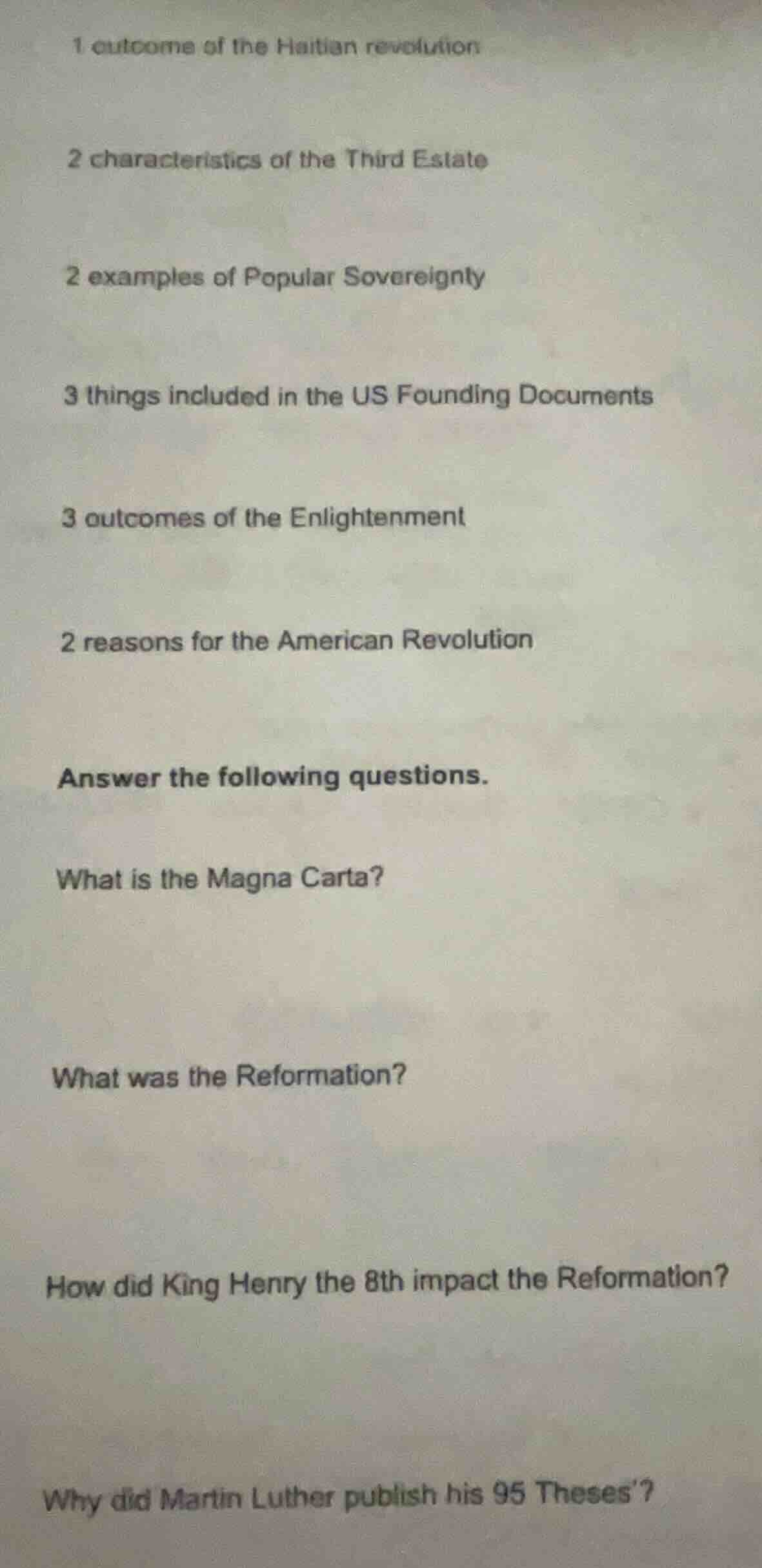 1 outcome of the haitian revolution 2 characteristics of the third esta…