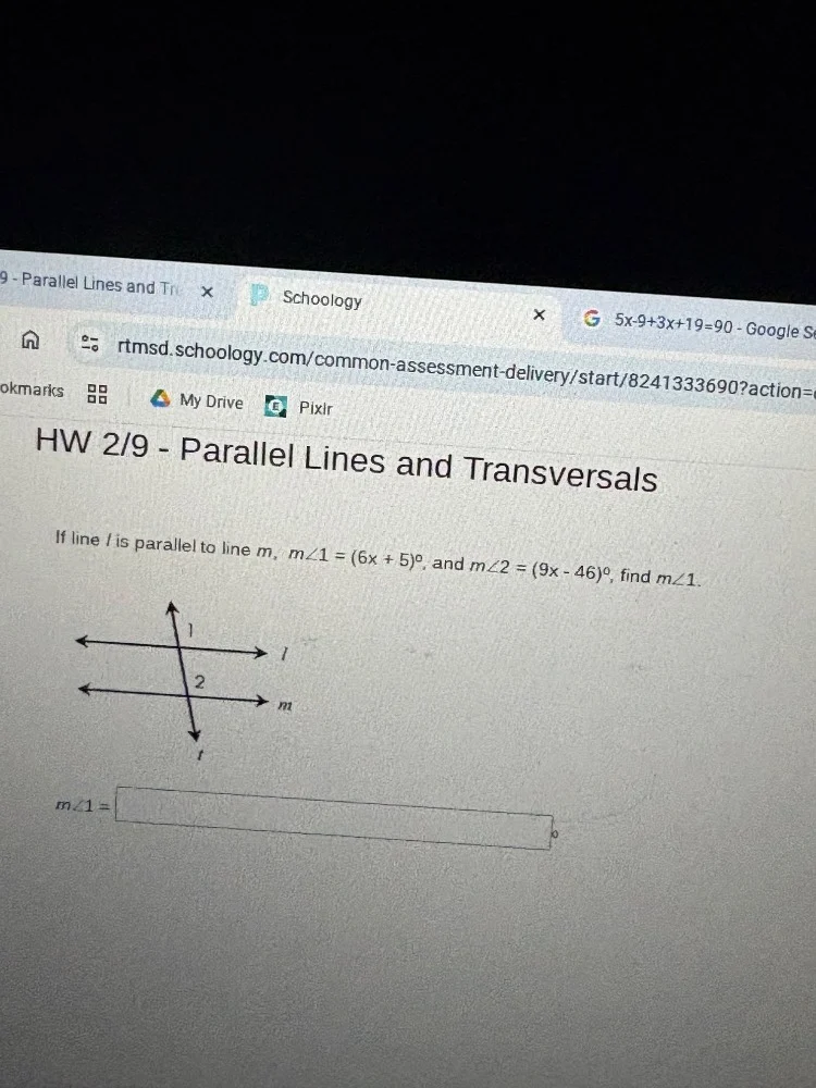 hw 2/9 - parallel lines and transversals if line l is parallel to line …