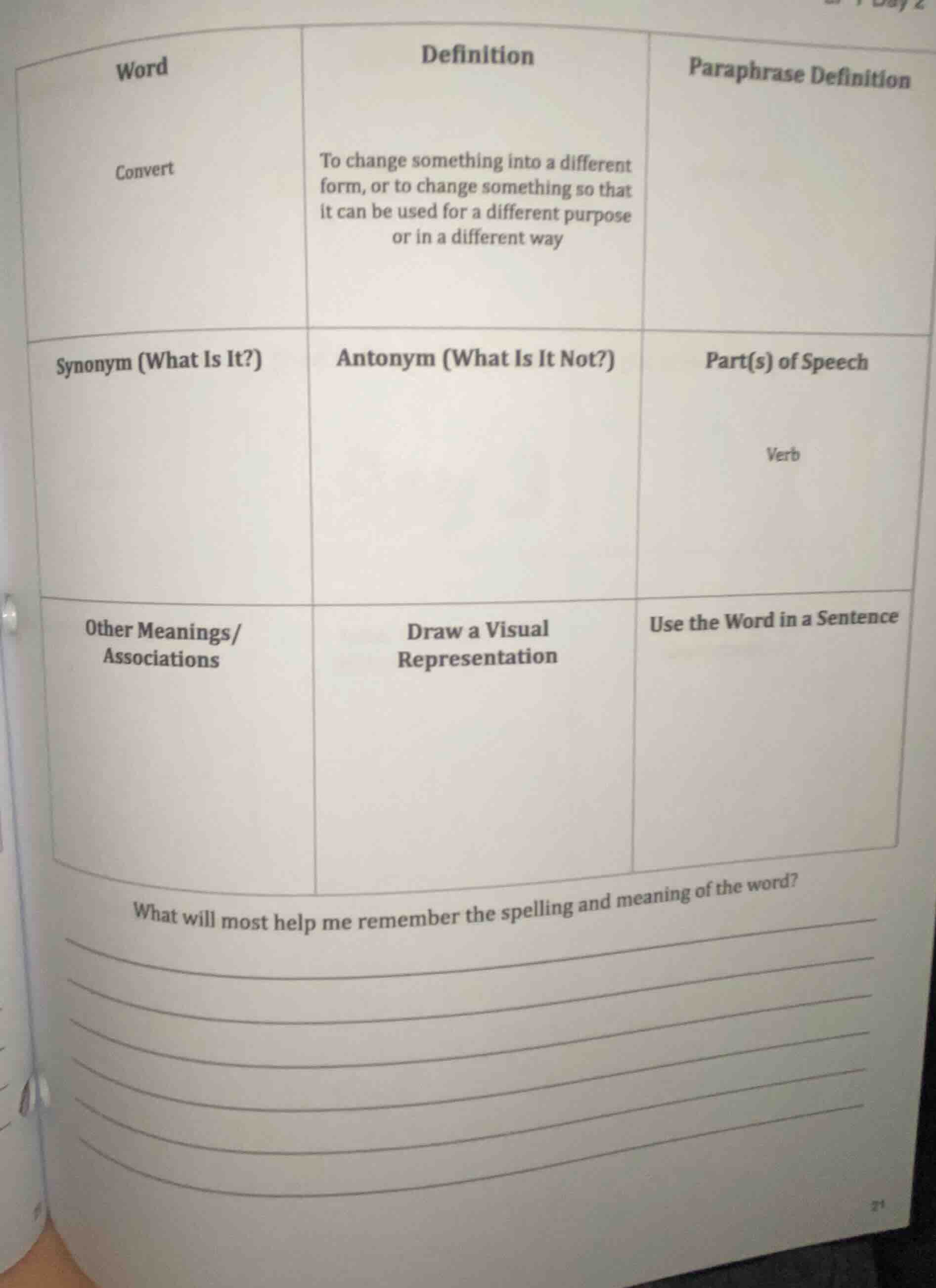 word: convertdefinition: to change something into a different form, or …