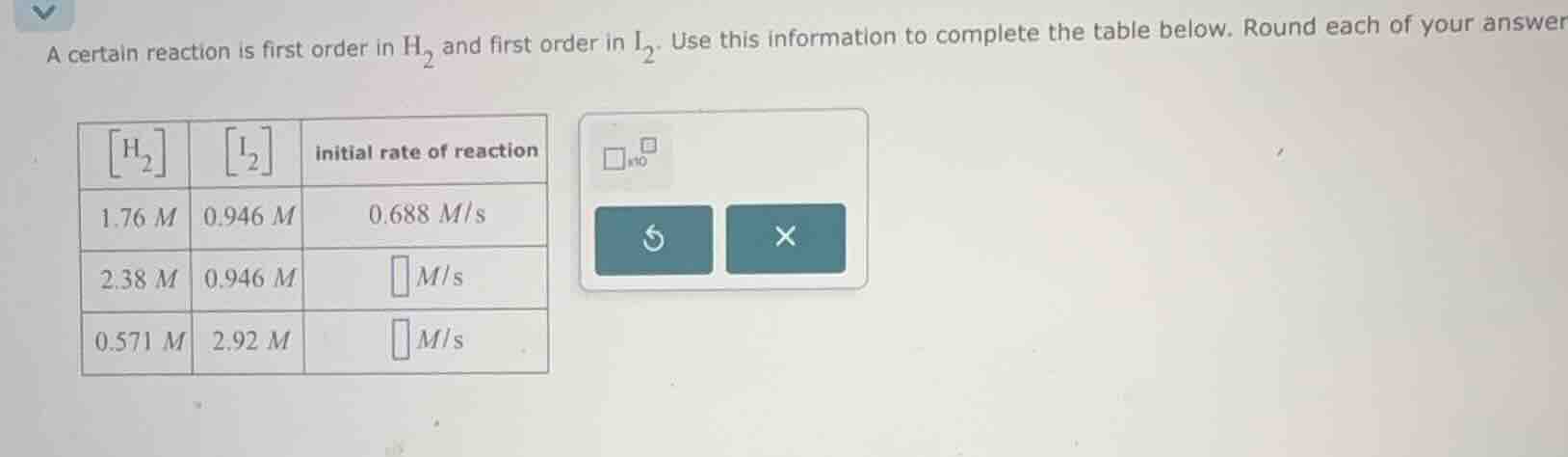 a certain reaction is first order in $ce{h_2}$ and first order in $ce{i…