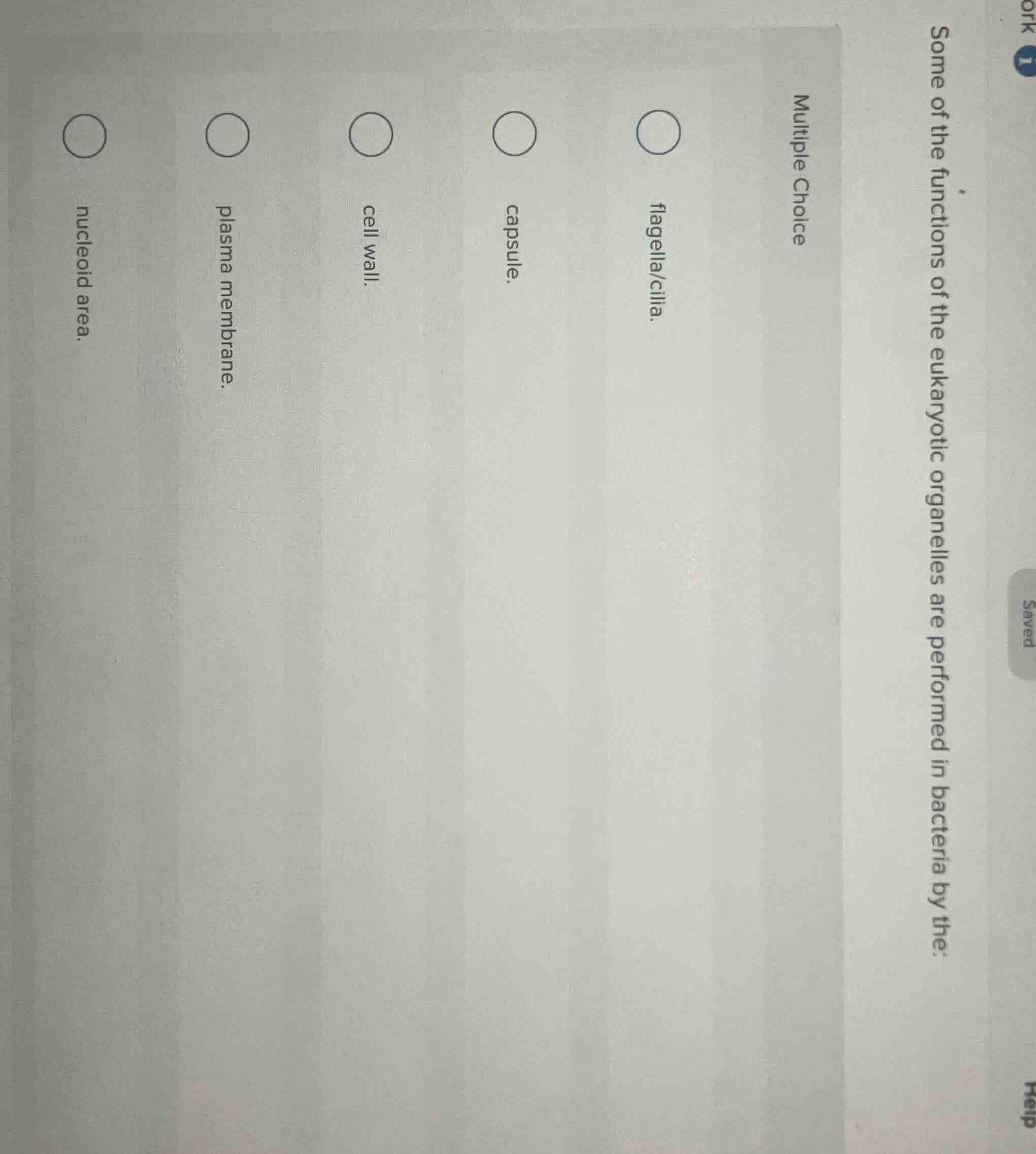 multiple choice some of the functions of the eukaryotic organelles are …