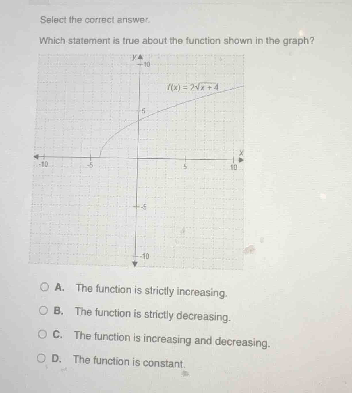 select the correct answer. which statement is true about the function s…