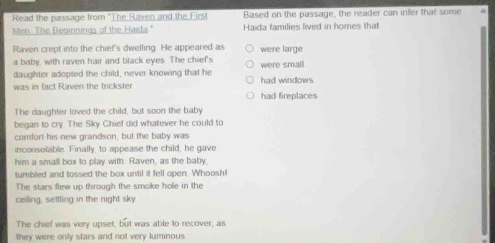 read the passage from \the raven and the first men: the beginnings of t…