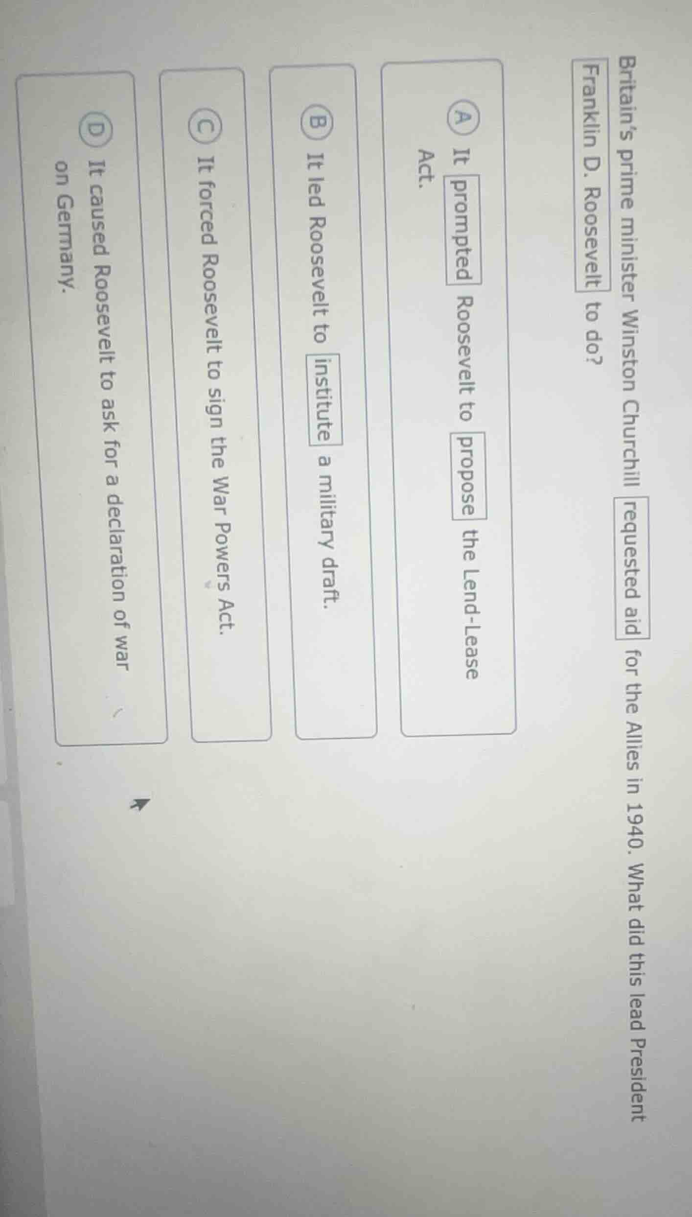 britains prime minister winston churchill requested aid for the allies …