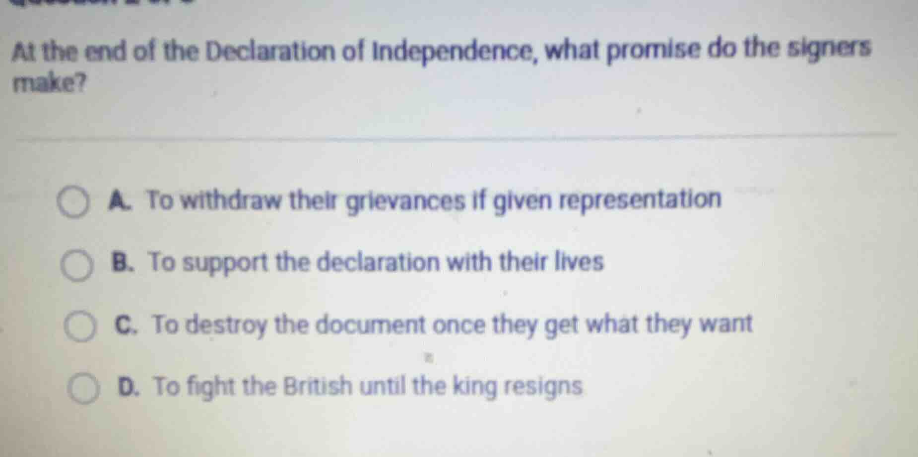 at the end of the declaration of independence, what promise do the sign…