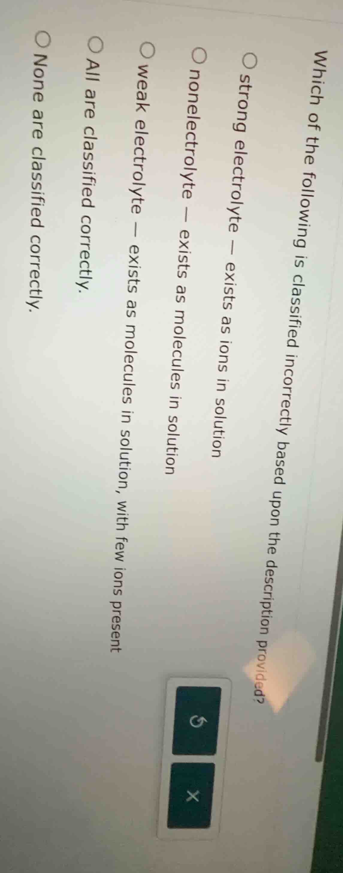 which of the following is classified incorrectly based upon the descrip…