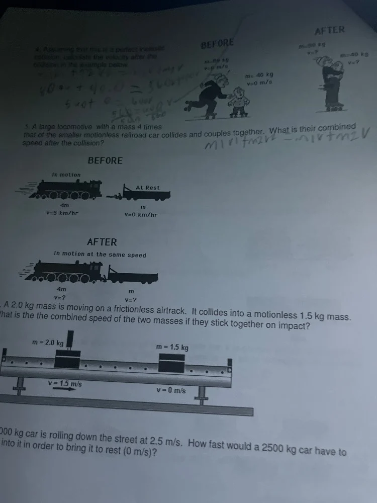 4. assuming that this is a perfectly inelastic collision, calculate the…