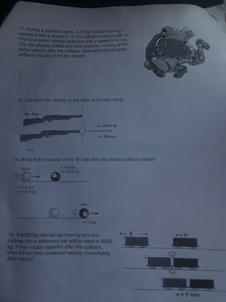 12. during a goal-line stand, a 75-kg fullback moving eastward with a s…