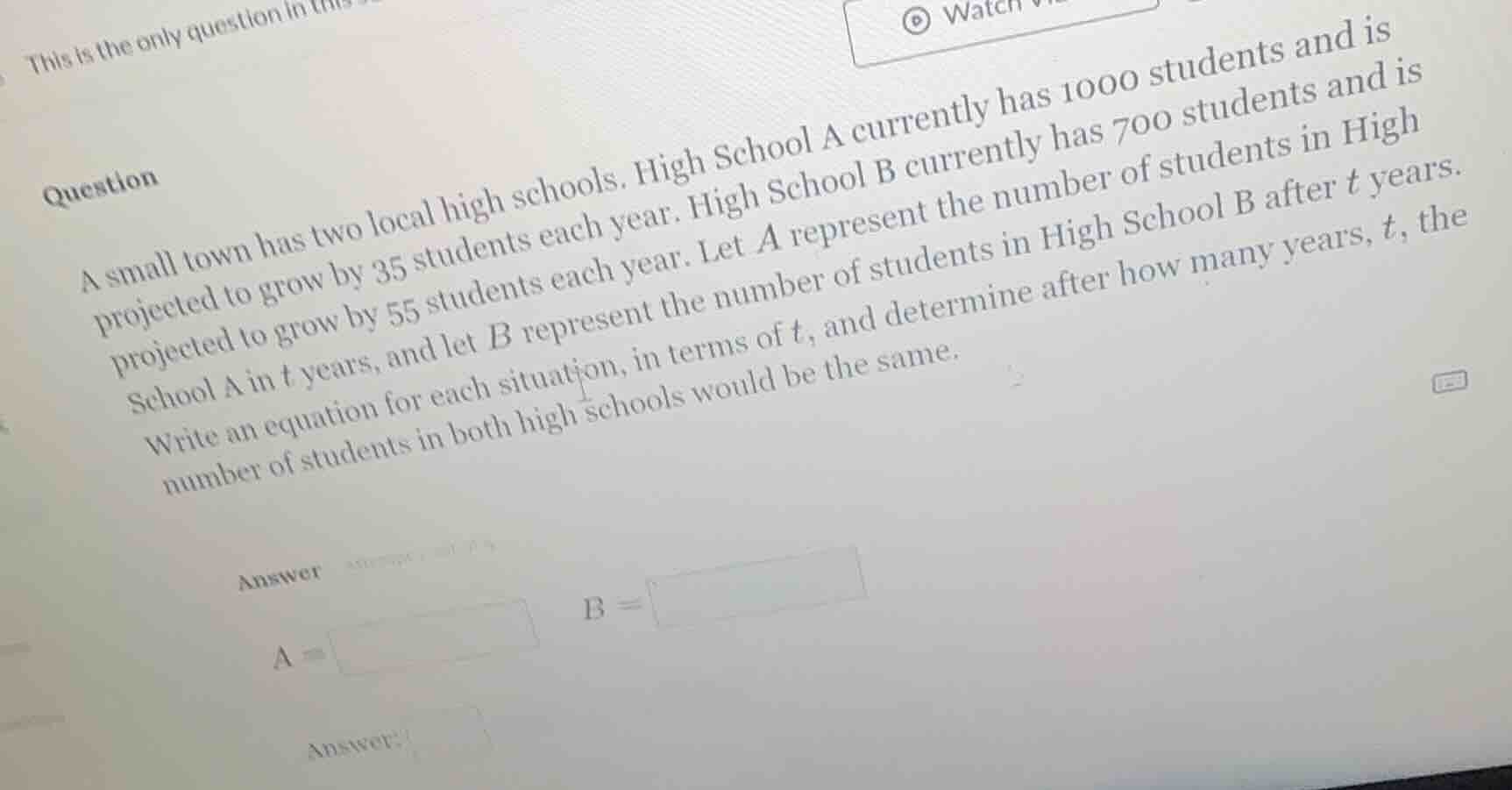 question a small town has two local high schools. high school a current…