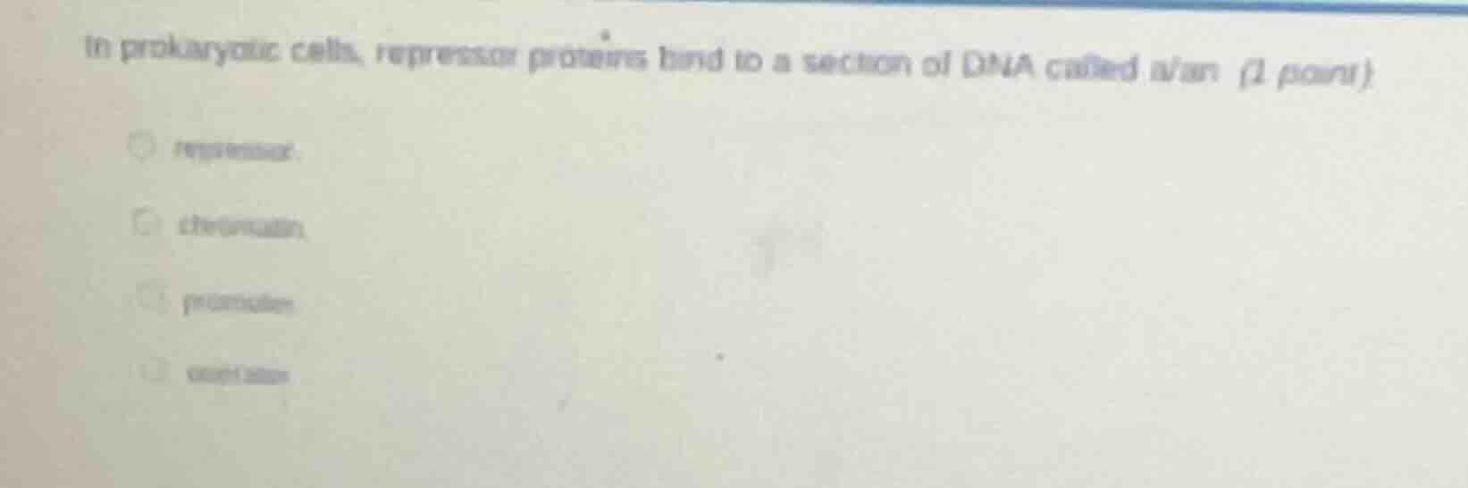 in prokaryotic cells, repressor proteins bind to a section of dna calle…