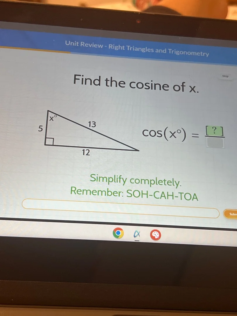 unit review - right triangles and trigonometry skip find the cosine of …