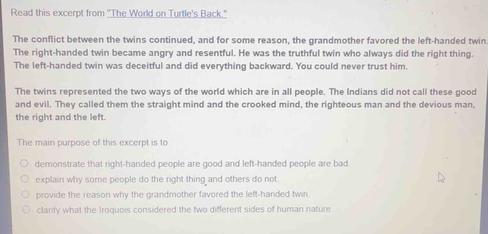 read this excerpt from \the world on turtles back.\ the conflict betwee…