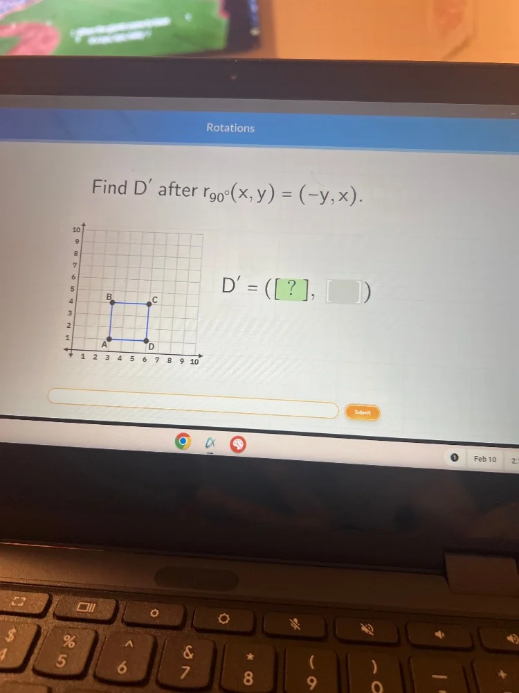 rotations find d after $r_{90^{\\circ}}(x,y) = (-y,x)$. $d = (?, ?)$