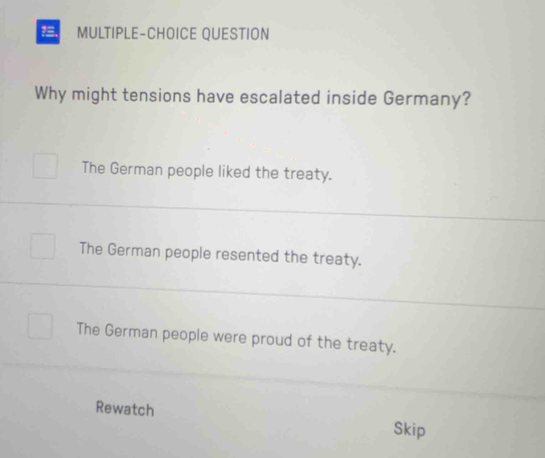 multiple-choice question why might tensions have escalated inside germa…