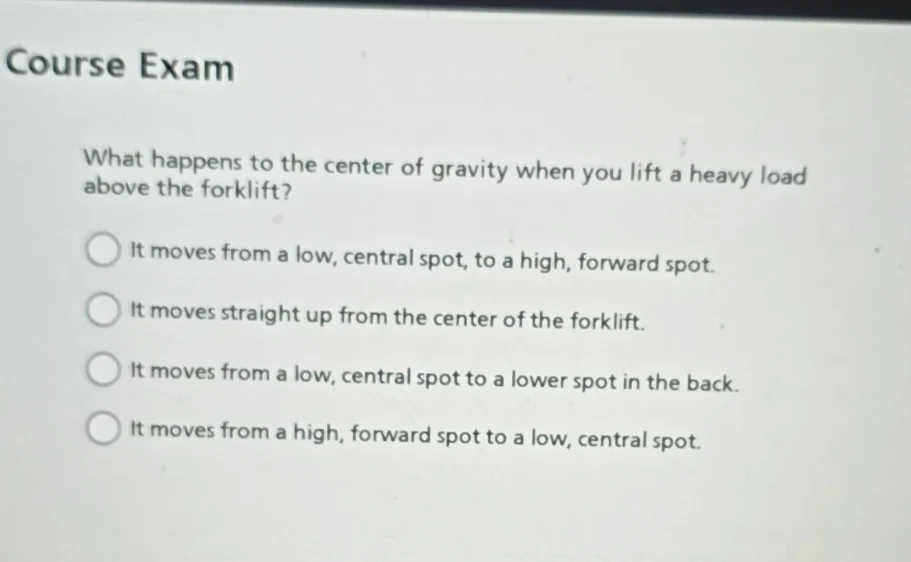 course exam what happens to the center of gravity when you lift a heavy…