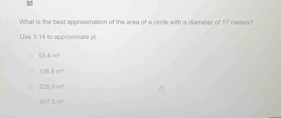 what is the best approximation of the area of a circle with a diameter …