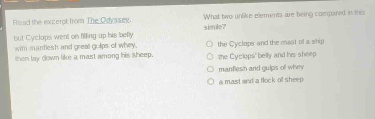 read the excerpt from the odyssey. but cyclops went on filling up his b…
