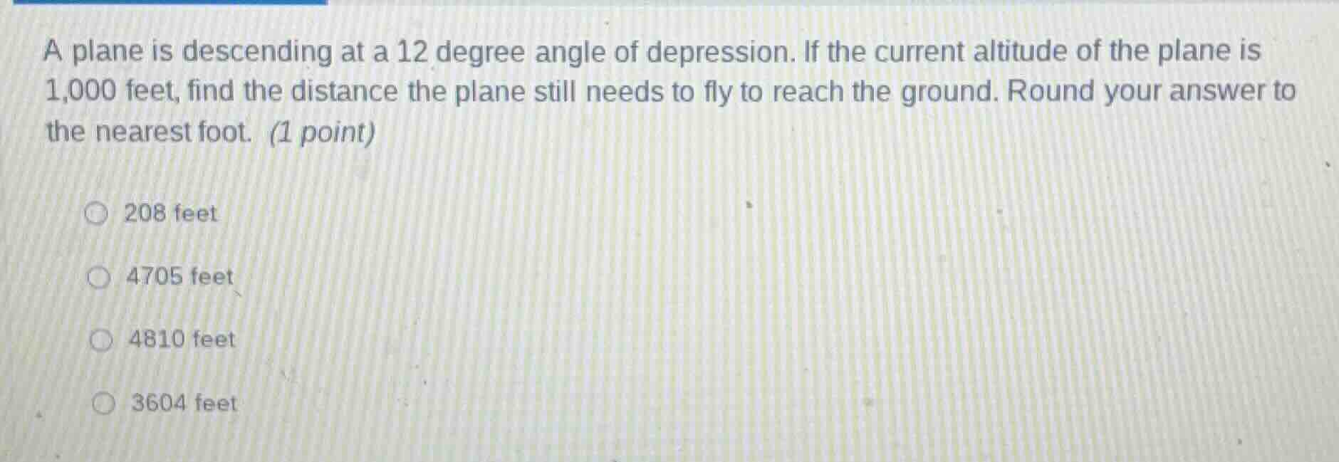 a plane is descending at a 12 degree angle of depression. if the curren…
