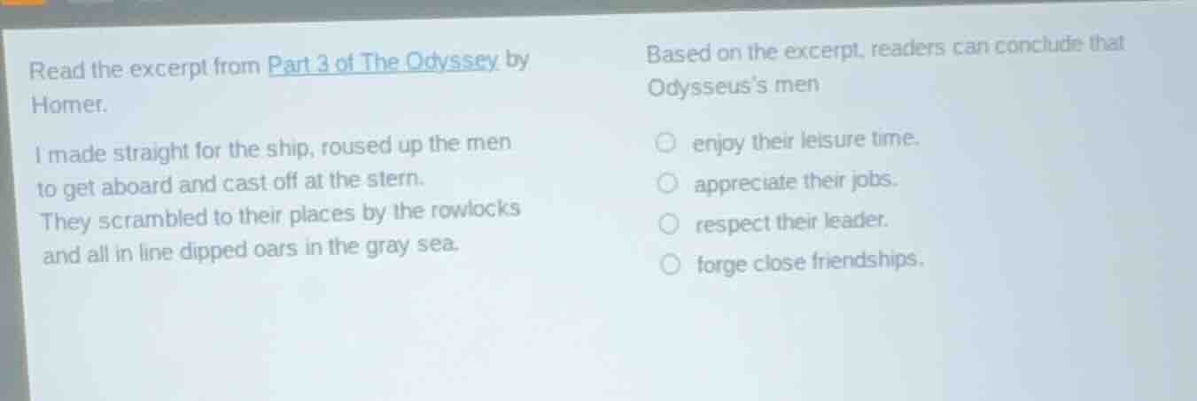 read the excerpt from part 3 of the odyssey by homer. i made straight f…