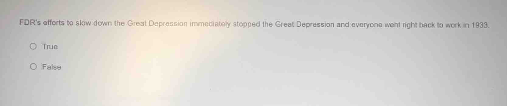 fdrs efforts to slow down the great depression immediately stopped the …