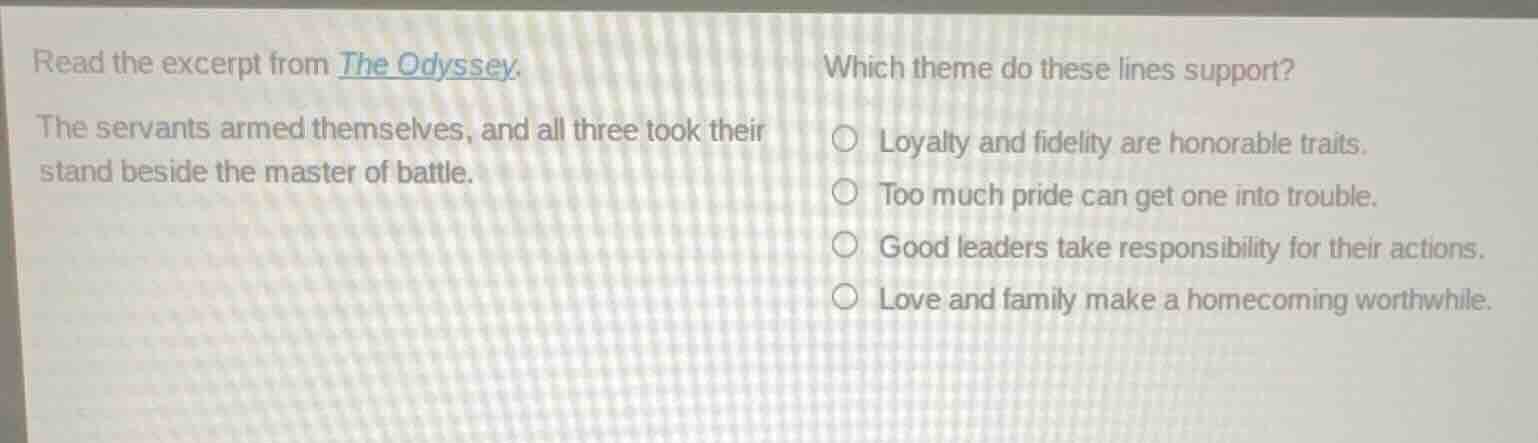 read the excerpt from the odyssey. the servants armed themselves, and a…