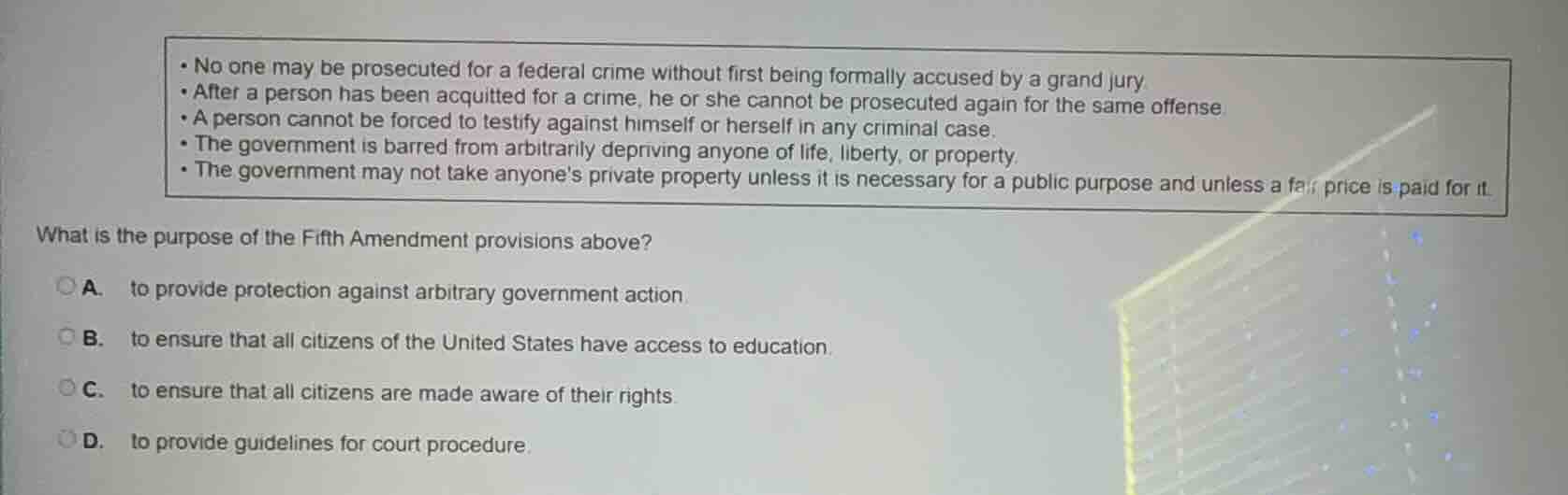 • no one may be prosecuted for a federal crime without first being form…
