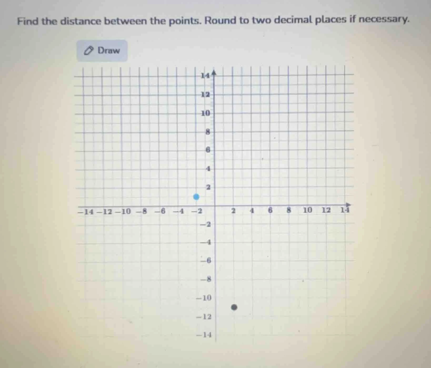 find the distance between the points. round to two decimal places if ne…