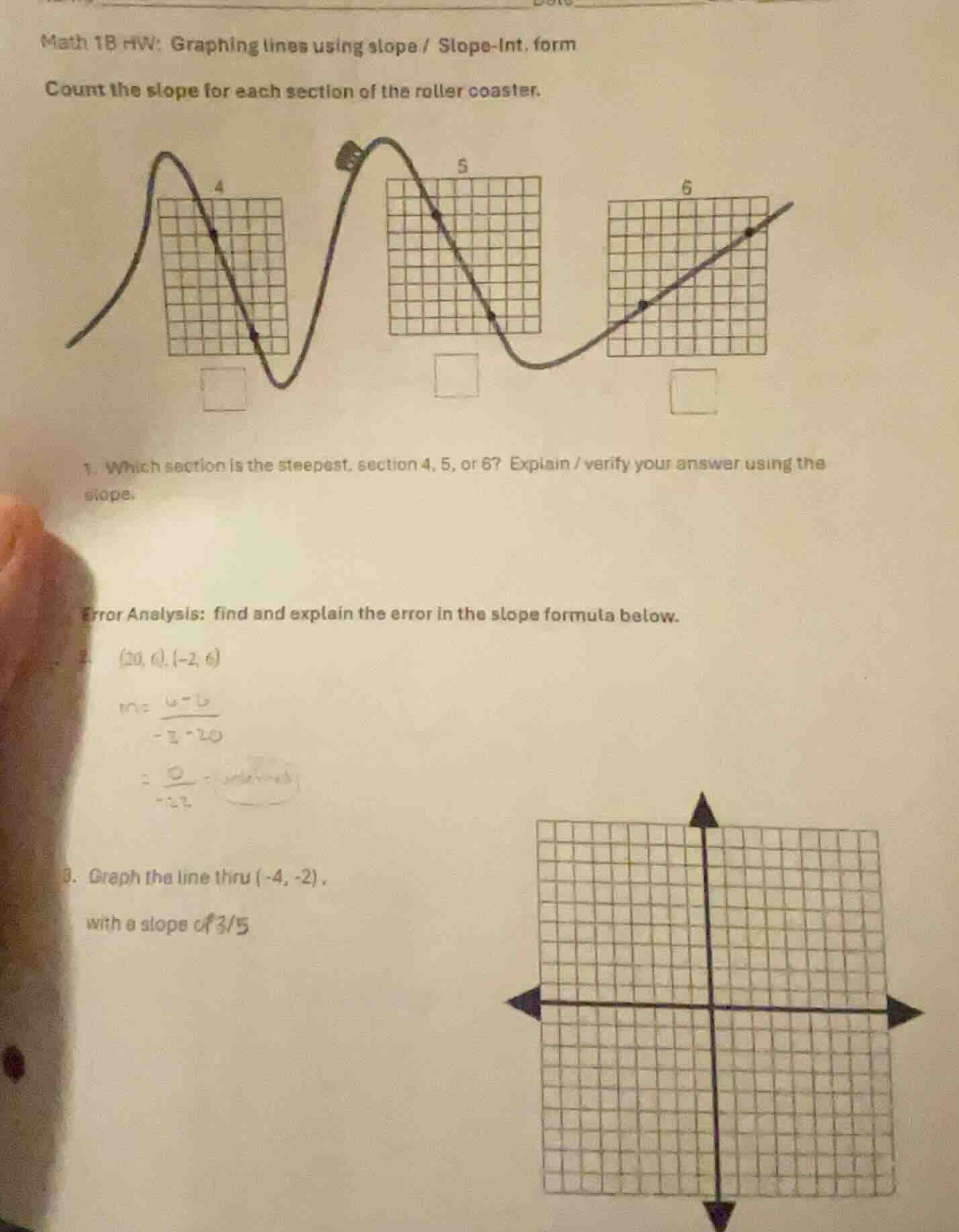math 1b hw: graphing lines using slope / slope-int. form count the slop…