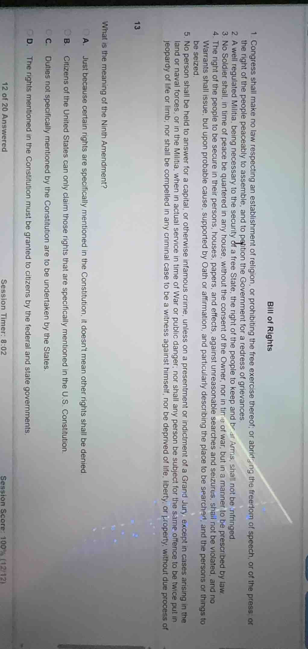 bill of rights1. congress shall make no law respecting an establishment…