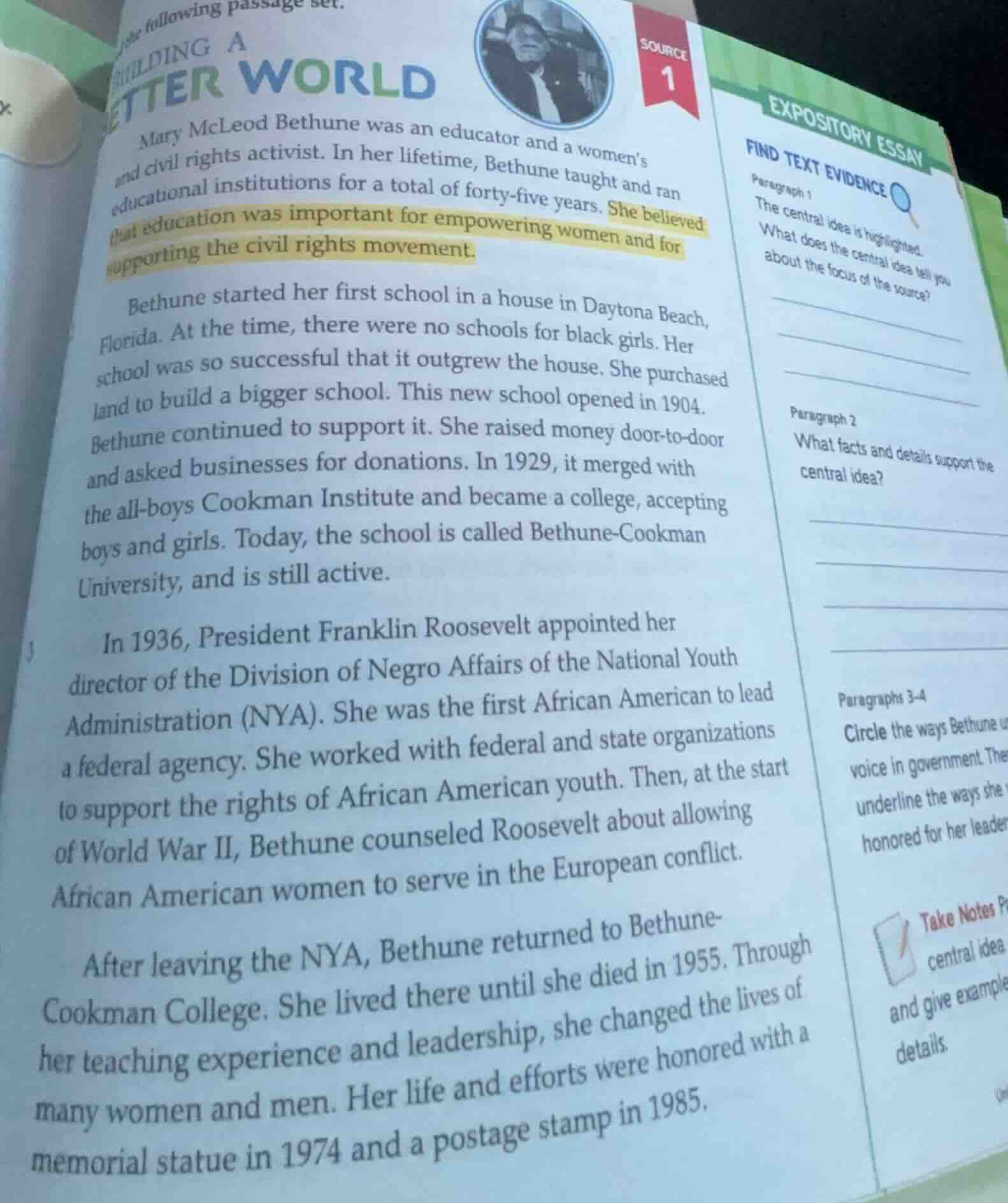 building a better world mary mcleod bethune was an educator and a women…