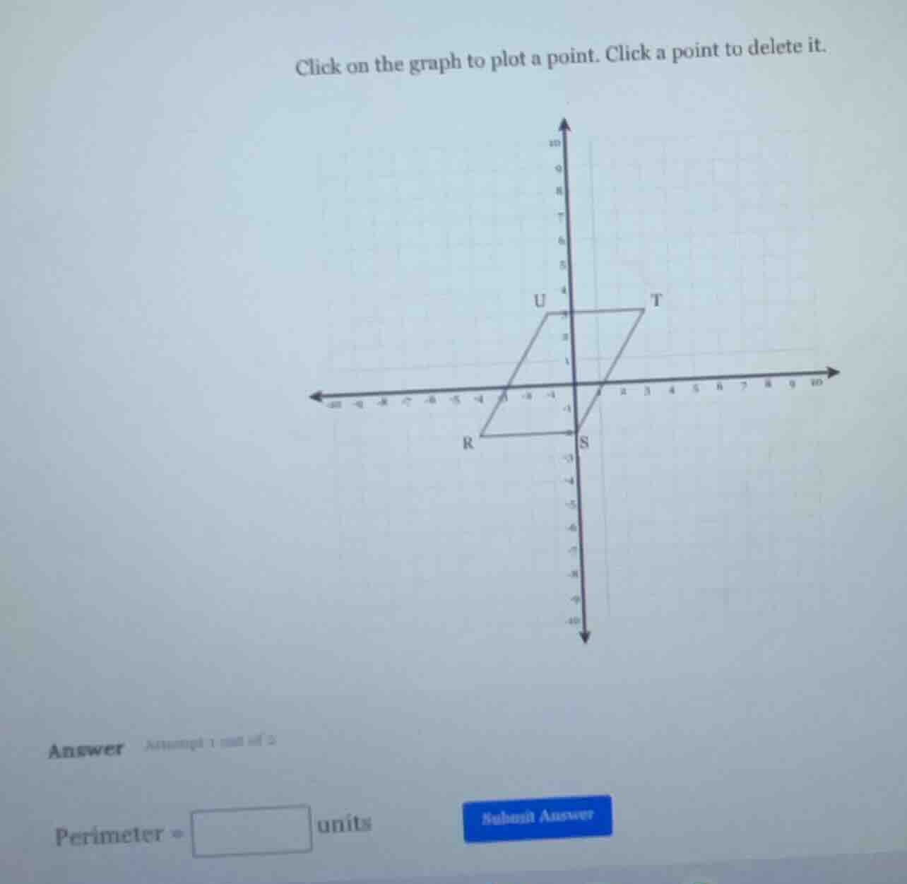 click on the graph to plot a point. click a point to delete it. answer …