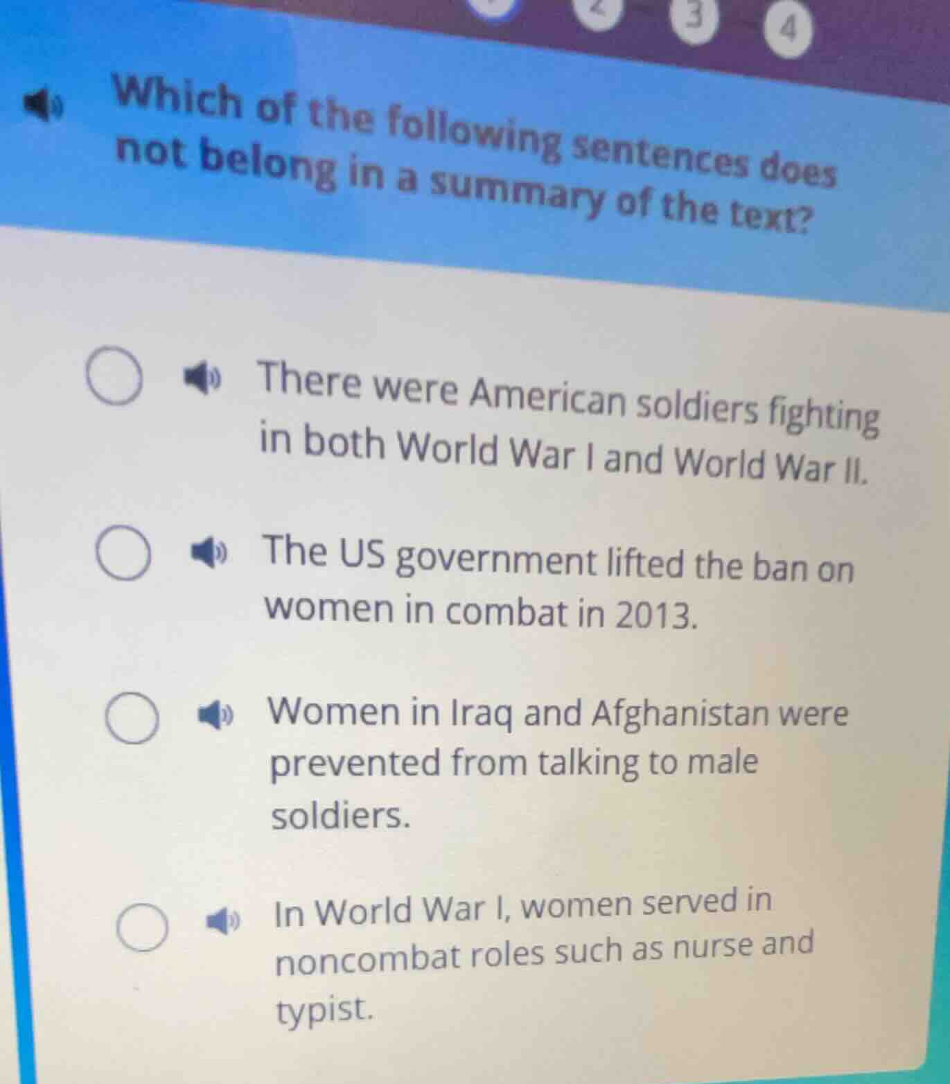 which of the following sentences does not belong in a summary of the te…