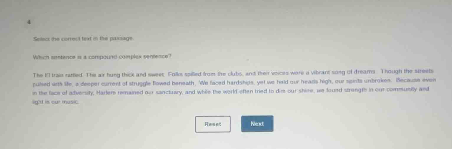 4 select the correct text in the passage. which sentence is a compound-…