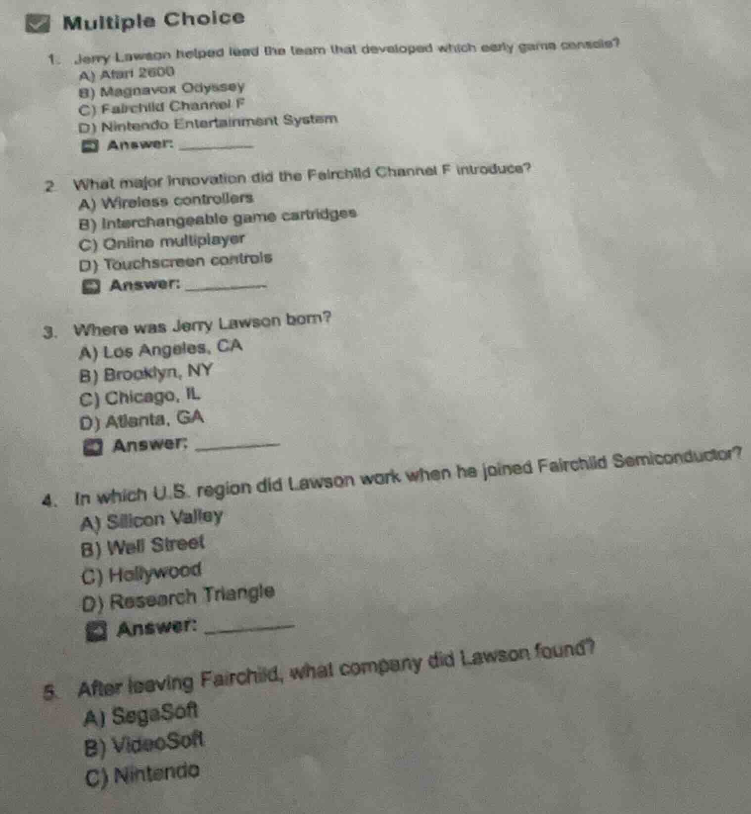 multiple choice 1. jerry lawson helped lead the team that developed whi…