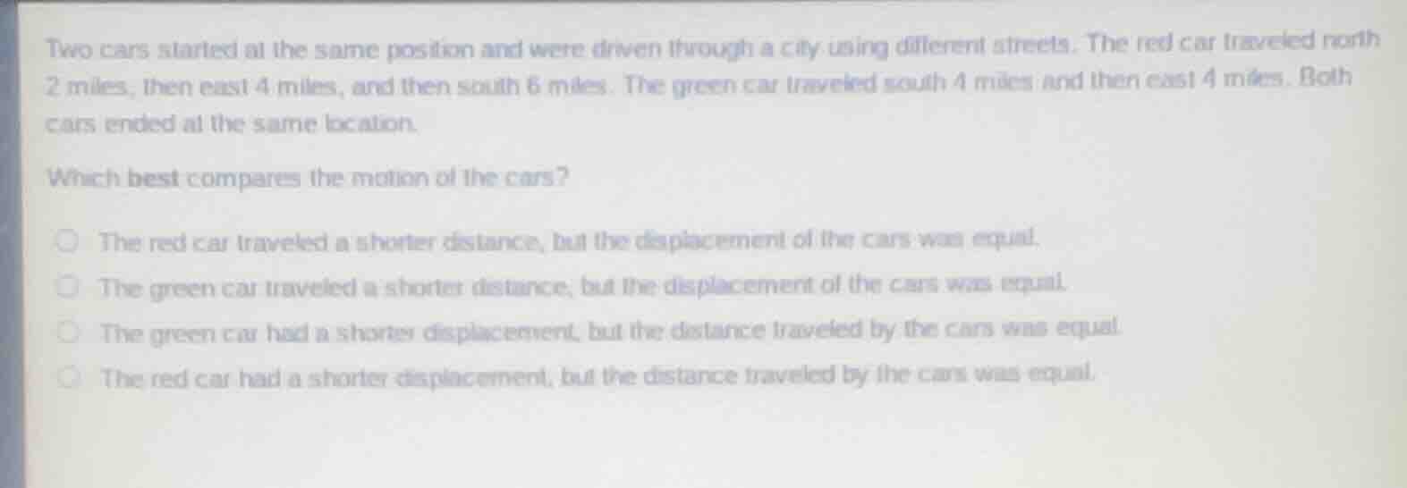 two cars started at the same position and were driven through a city us…