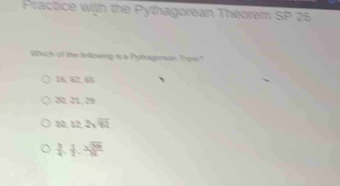 practice with the pythagorean theorem sp 26 which of the following is a…