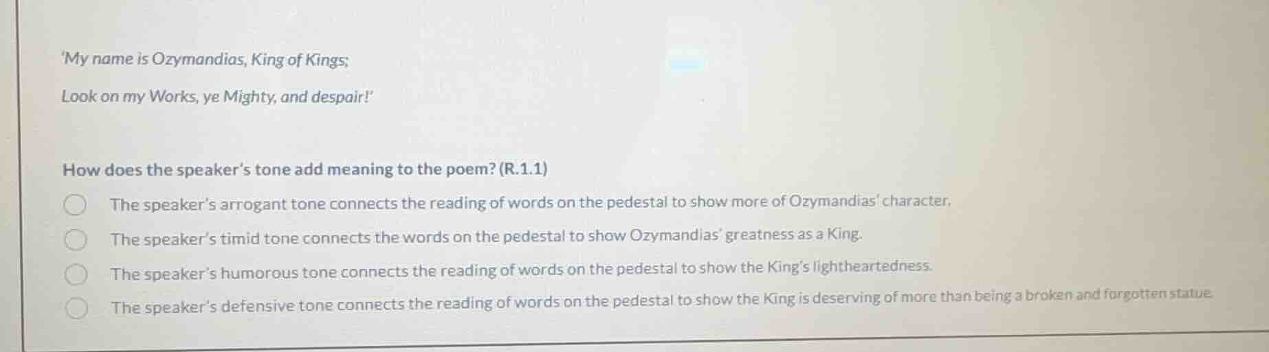 my name is ozymandias, king of kings; look on my works, ye mighty, and …