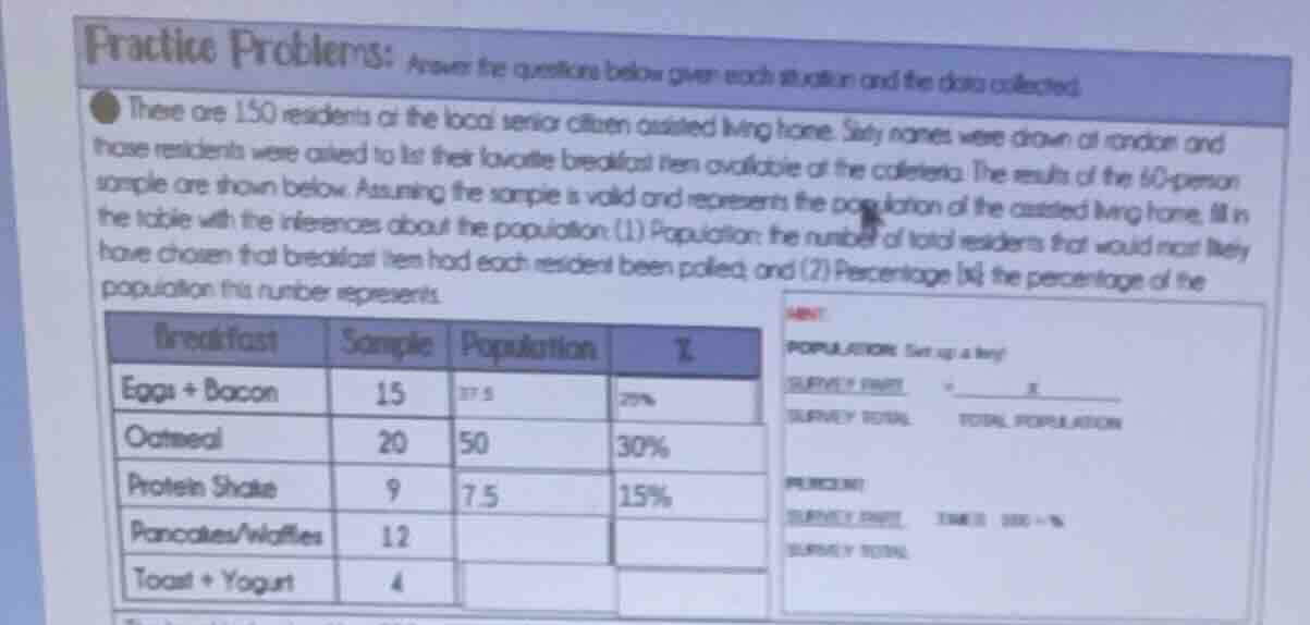 practice problems: answer the questions below given each situation and …