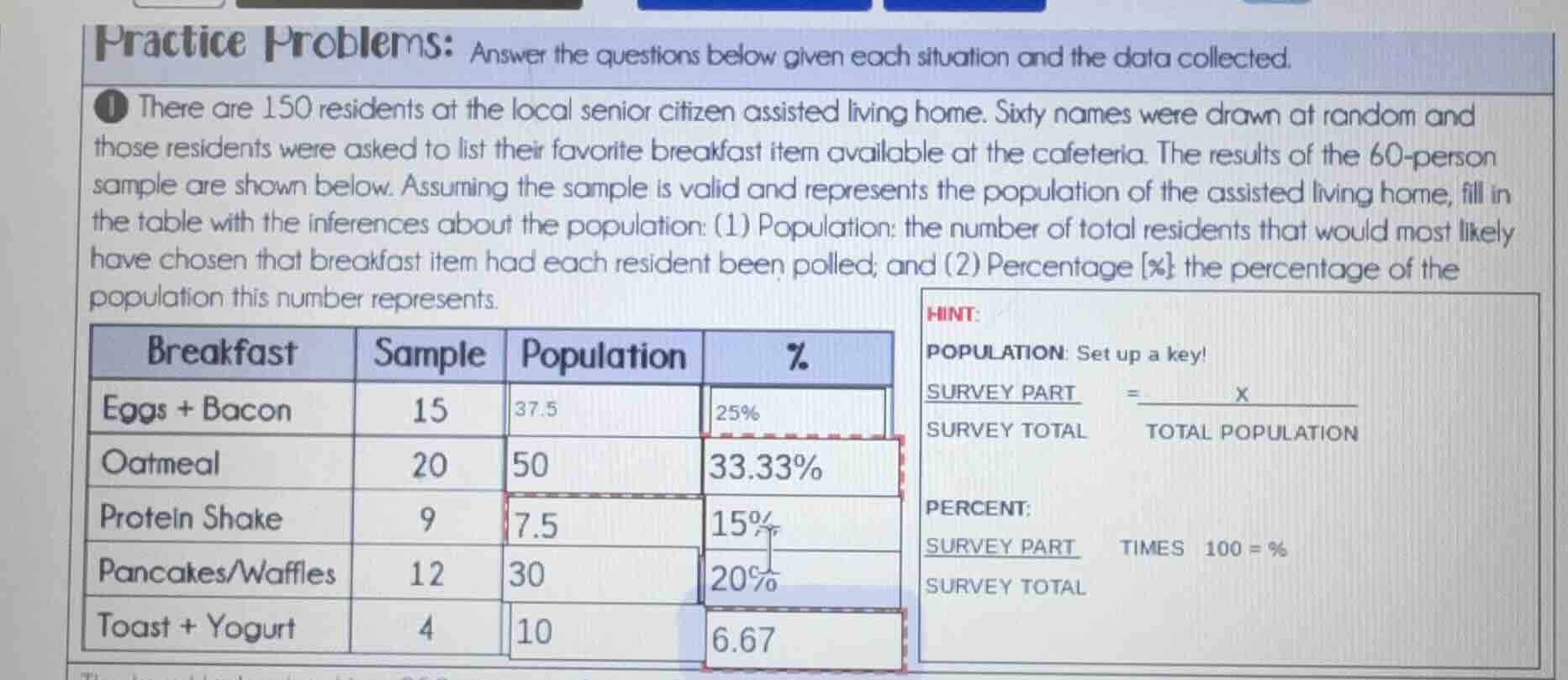 practice problems: answer the questions below given each situation and …