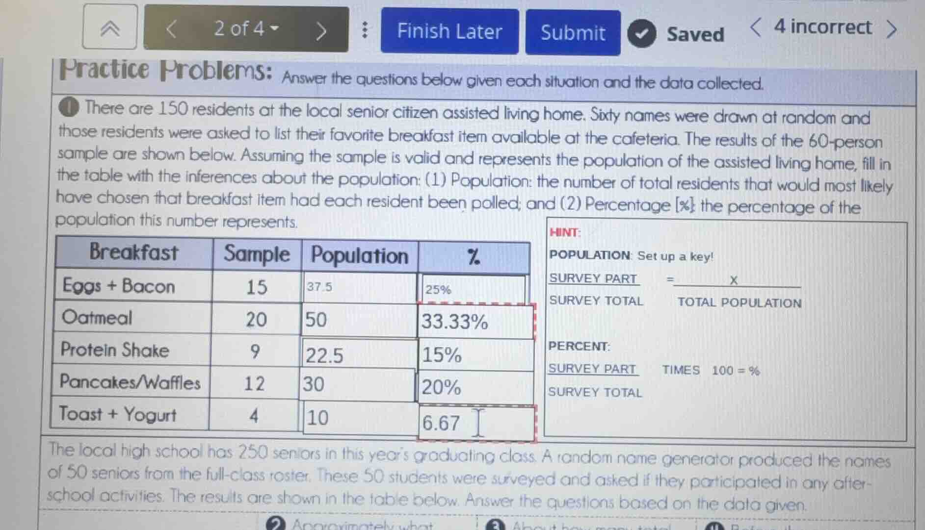 practice problems: answer the questions below given each situation and …