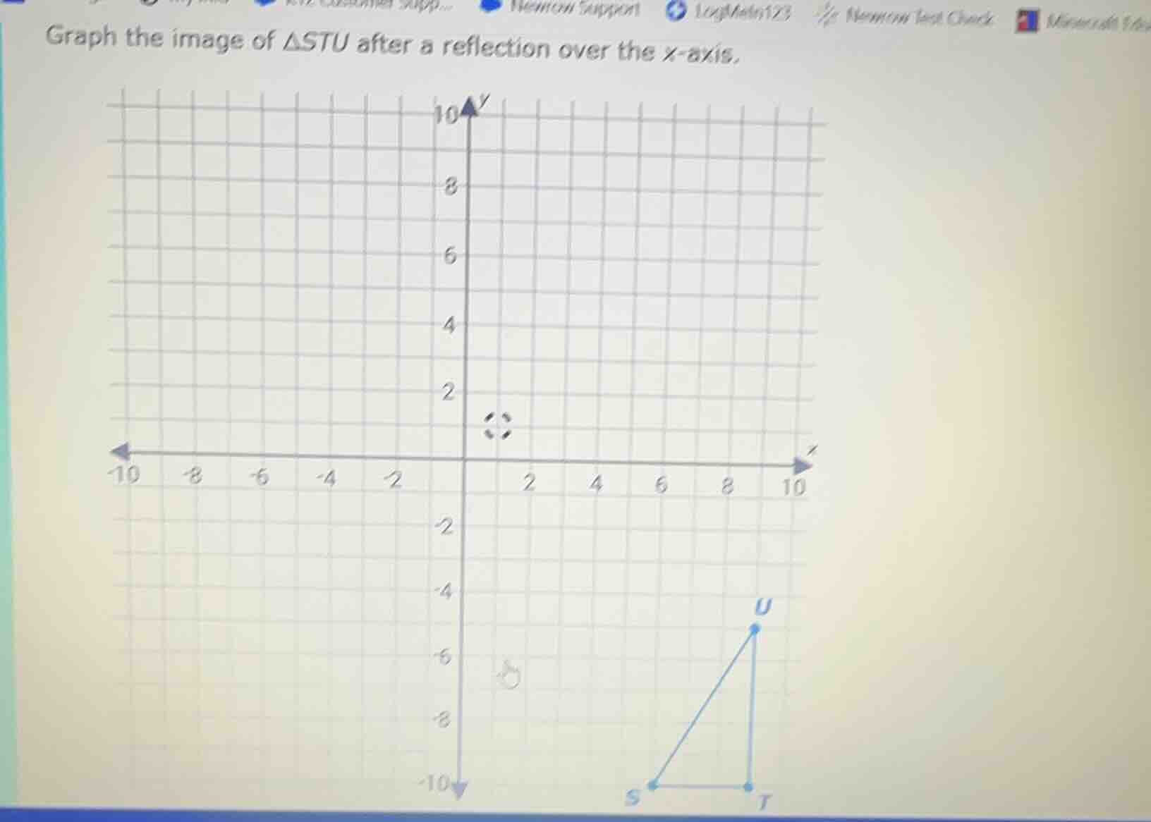 graph the image of $\triangle stu$ after a reflection over the $x$-axis.