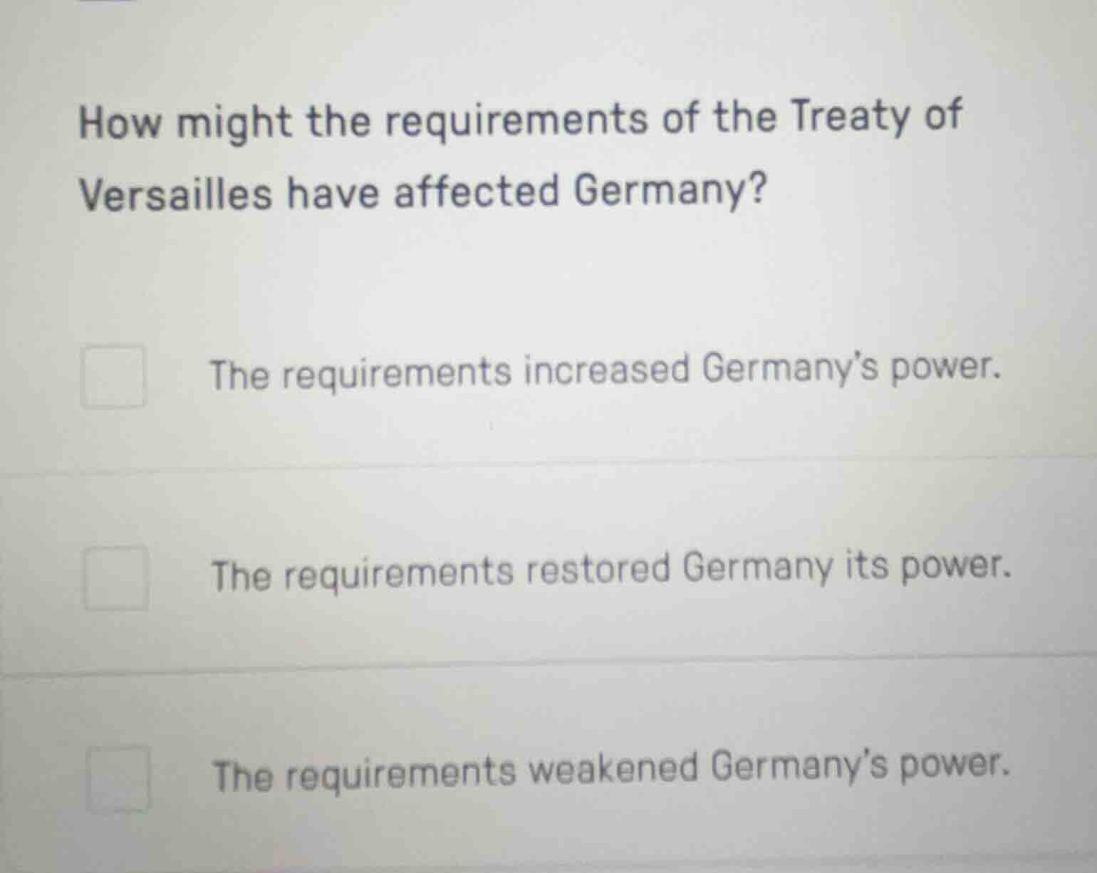 how might the requirements of the treaty of versailles have affected ge…