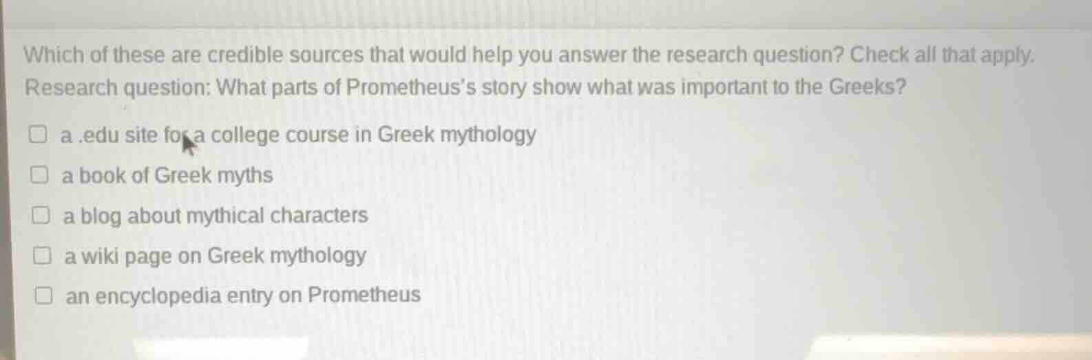 which of these are credible sources that would help you answer the rese…