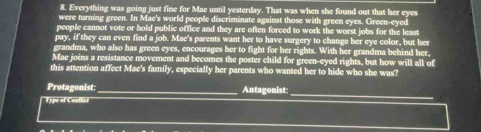 8. everything was going just fine for mae until yesterday. that was whe…