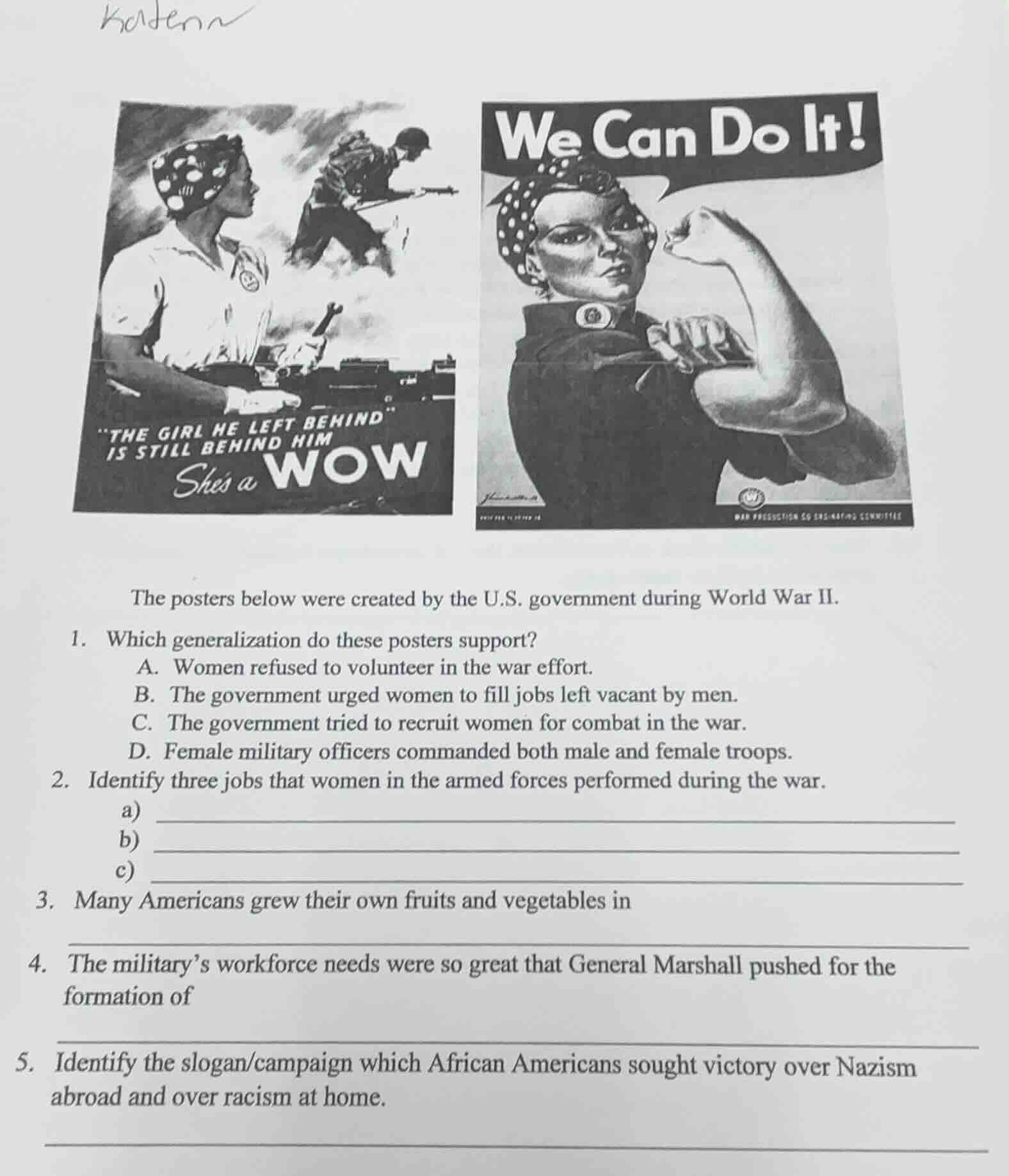 the posters below were created by the u.s. government during world war …