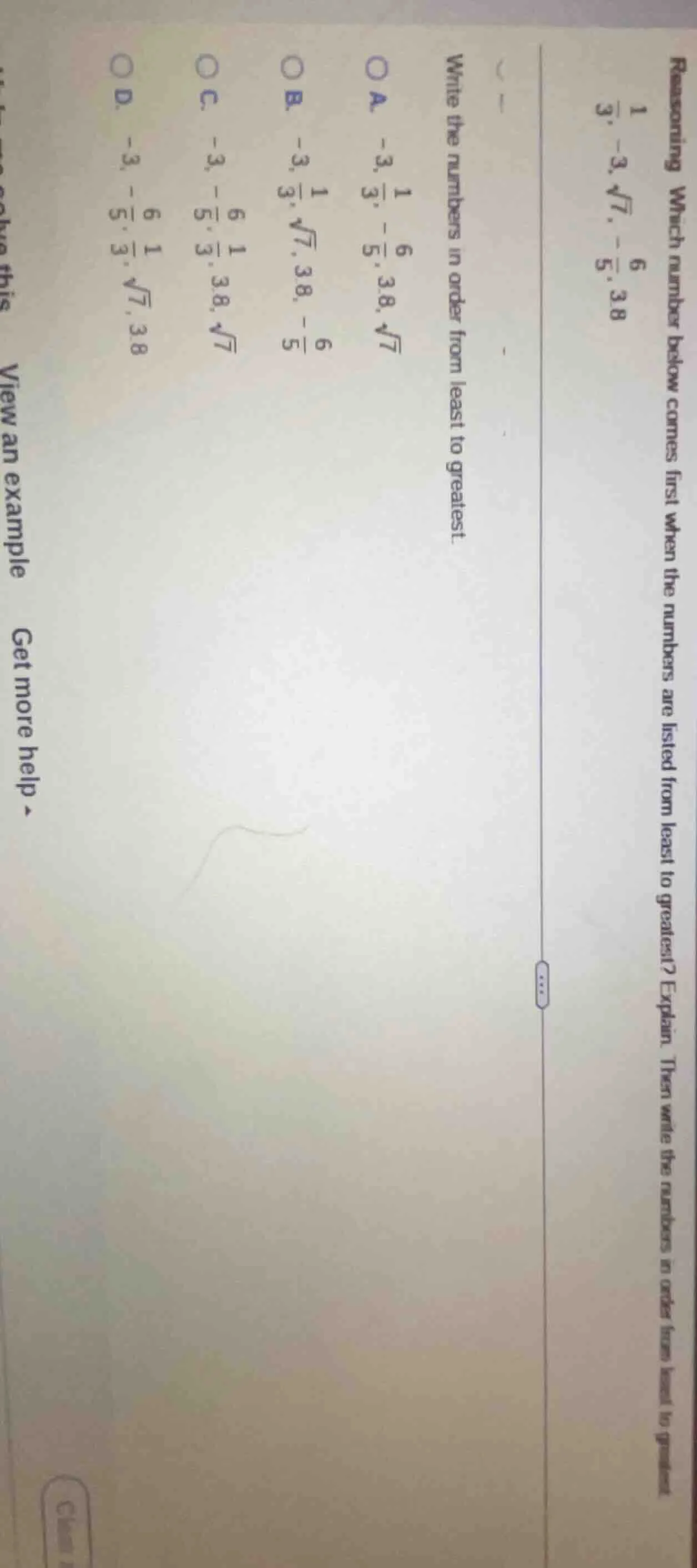 reasoning which number below comes first when the numbers are listed fr…